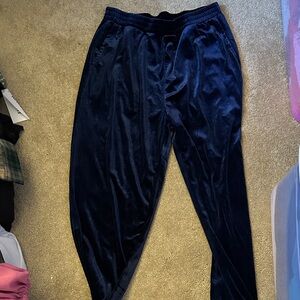 Navy Blue Velvet Joggers